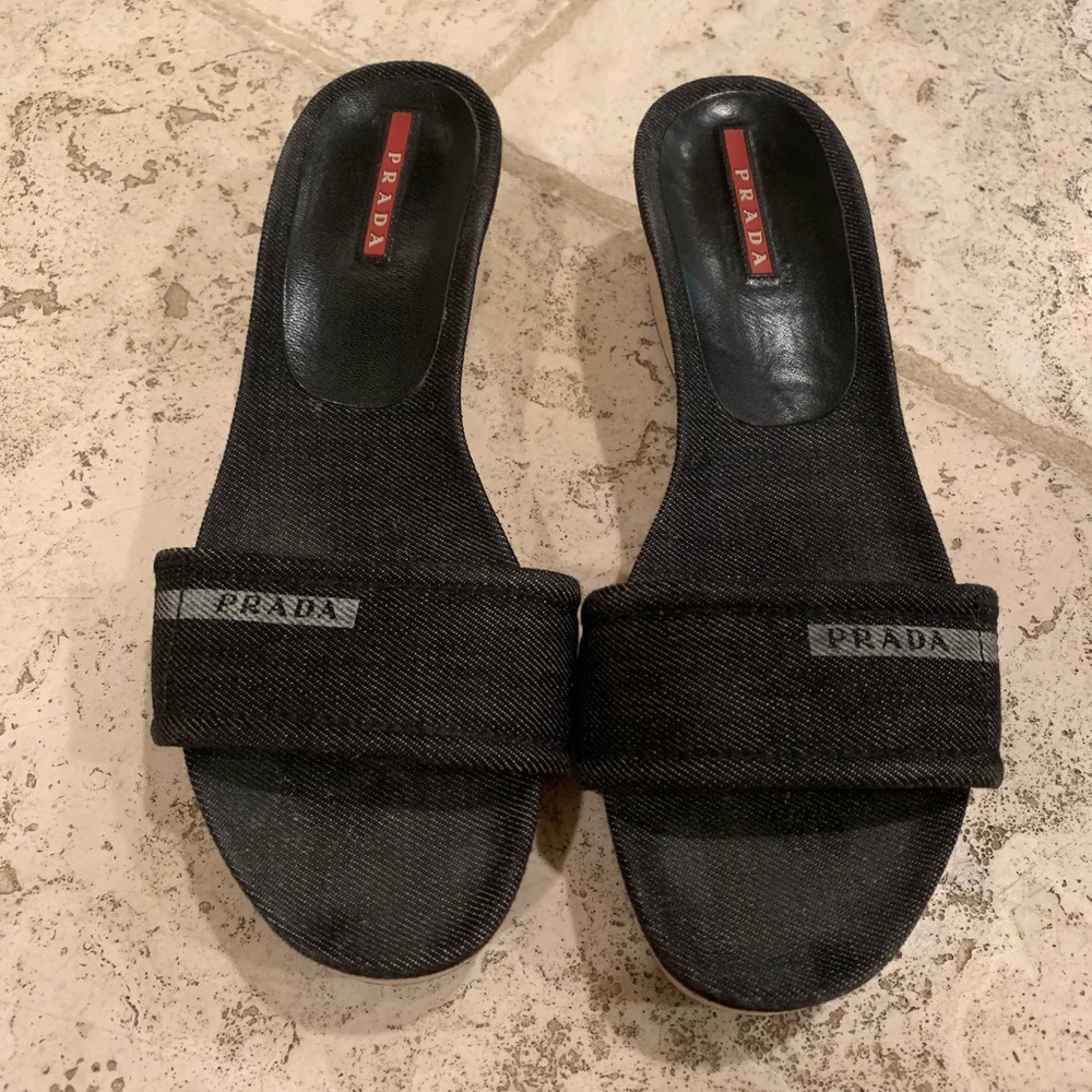 Prada denim sandals, gently worn, size 8